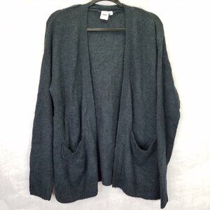 Ichi Ihamara Cardigan Women's Large Navy Blue Long Sleeve Open Sweater Alpaca